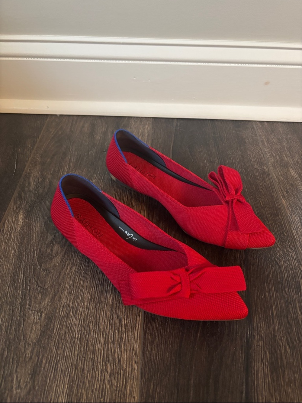 Rothy's Red Pointed Bow Flats - Picture 2 of 12